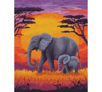 AYAOYANGGO Animal Kit Crochet Loquet Éléphant De Dessin Animé Kit De Broderie Au Point De Croix,Kits De Crochet Pour Tapis Travaux D'Aiguille Et Décoration Intérieure 21x29in