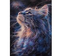 AYAOYANGGO Animal Kit De Crochet Chats Et Étoiles Kit De Fabrication De Tapis，Kits De Broderie Au Point De Croix，Travaux D'Aiguille Pour La Décoration Intérieure 21x29in