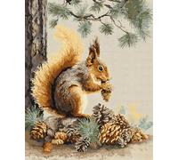 AYAOYANGGO Animal Kit De Crochet Écureuil De Dessin Animé Kit De Fabrication De Tapis，Kits De Broderie Au Point De Croix，Travaux D'Aiguille Pour La Décoration Intérieure 21x29in