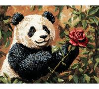 AYAOYANGGO Animal Kit Tufting Completpanda Et Roses Kits De Tapis À Crochet Pour Adultes Et Enfants Kit De Tapisserie Au Crochets À Faire Soi-Même Avec Motif Pré-Imprimé En Couleur 35x46in