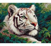 AYAOYANGGO DIY Animal Kit Crochet Loquet Portrait De Tigre Blanc Kit De Crochet À Faire Soi-Même,Ensemble De Broderie,Fabrication De Tapis,Kits De Toile,Travaux D'Aiguille,Artisanat Pour La 21x29in