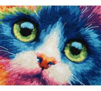 AYAOYANGGO DIY Animal Kit De Crochet Chat Fantastique Kit De Broderie Au Point De Croix,Kits De Crochet Pour Tapis,Tapisserie Point Noué À Faire Travaux Décoration Intérieure 21x29in