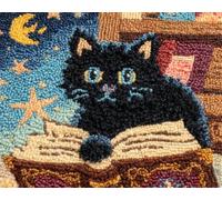 AYAOYANGGO DIY Animal Kit De Crochet Chat Noir Et Livres Kit De Fabrication De Tapis,Kits De Broderie Au Point De Croix,Travaux D'Aiguille Pour La Décoration Intérieure 33x45in
