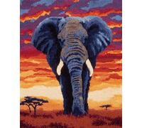 AYAOYANGGO DIY Animal Kit De Crochet Éléphant De Dessin Animé Kits De Tapis À Crochet Pour Enfants,Kit De Crochets Pour Débutants,Set Fabrication De Tapisserie Avec Toile Imprimée,Cadeau 23x16in