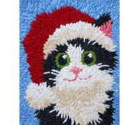 AYAOYANGGO DIY Animal Latch Hook Rug Kit Chat De Noël De Dessin Animé Kits De Crochet À Loquet Pour Adultes,Set Broderie De Tapis,Kit De Fabrication De Coussins De Canapé À Faire Soi-Même 33x45in