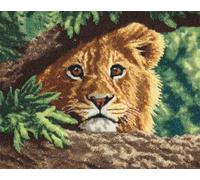 AYAOYANGGO DIY Animal Tapis Point Noué À Faire Lion Des Forêts Ensemble De Tapis À Faire Soi-Même Avec Toile Imprimée,Fil À Crochet,Broderie,Loquet,Tapisserie Pour La Décoration De La Maison 23x16in