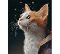 AYAOYANGGO DIY Animal Tapis Point Noué Kit Chat Fantastique Kit De Crochet À Faire Soi-Même,Ensemble De Broderie,Fabrication De Tapis,Kits De Toile,Travaux D'Aiguille,Artisanat Pour La Décor 31x63in