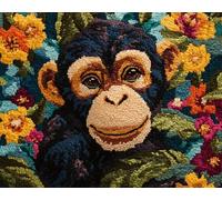 AYAOYANGGO DIY Animal Tapis Point Noué Kit Des Singes Et Des Fleurs Kit De Broderie Au Point De Croix,Kits De Crochet Pour Tapis Travaux D'Aiguille Et Décoration Intérieure 23x16in