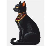 AYAOYANGGO DIY Animal Tapis Point Noué Kit Dieu Chat Égyptien Ensemble De Tapis À Faire Soi-Même Avec Toile Imprimée，Fil À Crochet，Broderie,Loquet，Tapisserie Pour La Décoration De La Maison 21x29in