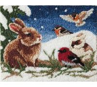 AYAOYANGGO DIY Animal Tapis Point Noué Kit Lapin Et Oiseau Kit De Fabrication De Tapis Pour Adultes Et Enfants,Kits De Crochets À Loquet Pour Tapisserie,Broderie,Travaux D'Aiguille,Bricolage 35x46in