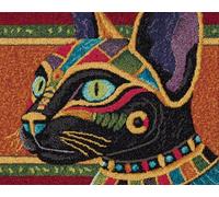 AYAOYANGGO DIY Latch Hook Rug Kit Dieu Chat Égyptien Fantastique Kits De Crochets À Loquet Pour Tapis Grands Pour Adultes Débutants,Faire Soi-Même Kit De Fabrication De Tapisserie,Broderie De 31x63in