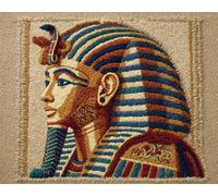 AYAOYANGGO DIY Tapis Point Noué À Faire Roi Égyptien Vintage Kits De Tapis À Crochet Pour Adultes Et Enfants Kit De Tapisserie Au Crochets À Faire Soi-Même Avec Motif Pré-Imprimé En Couleur 23x35in