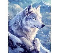 AYAOYANGGO Kit Broderie Debutant Montagne Enneigée Et Animal Loup Kits De Point De Croix Compté Arts Et Artisanat Pour Adultes Kit De Broderie Diy Décoration Intérieure 11CT 40x50cm