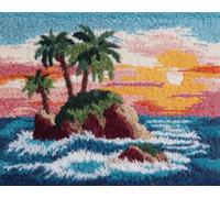 AYAOYANGGO Paysage Kit De Crochetl'Île Des Dessins Animés Kit De Broderie Au Point De Croix，Kits De Crochet Pour Tapis，Tapisserie Point Noué À Faire Travaux Décoration Intérieure 21x29in