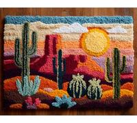 AYAOYANGGO Paysage Latch Hook Rug Kitcactus Du Désert Kit De Fabrication De Tapis Pour Adultes Et Enfants,Kits De Crochets À Loquet Pour Tapisserie,Broderie,Travaux D'Aiguille,Bricolage 21x29in