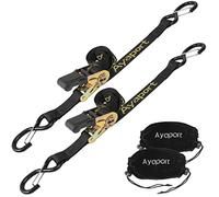 Ayaport Lot de 2 Sangles d'arrimage pour remorque de Bateau, Jet Ski, Kayak, canoë, 1,2 m, 1 088,6 kg - Sangles à cliquet Robustes avec Crochets en S