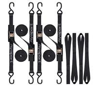 Ayaport Lot de 4 Sangles d'arrimage à Boucle à Came de 6,1 m et 997,9 kg avec Crochets en S pour Moto, Kayak, Voiture, Camion, Bateau, Moto Tout-Terrain