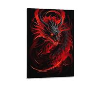 AYAROS Affiche de peinture dragon rouge feu rétro puissance antique créature fantaisie sur toile art mural impressions peinture pour maison chambre