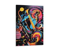 AYAROS Affiches imprimées d'art abstrait sur instruments de musique colorées, musique classique abstraite, décor mural en toile de mode pour la maison et le bureau