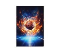 AYAROS Impression sur toile de but de basket-ball, sport de feu choquant, art mural contemporain, peinture pour maison et chambre