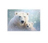 AYAROS Impression sur toile d'ours polaire d'hiver avec son enfant pour chambre à la maison