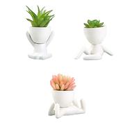 AYAROS Lot de 3 pots de fleurs en céramique en forme de humain - Décoration de bureau pour la maison, le bureau, l'intérieur et l'extérieur