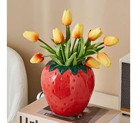 AYAROS Vase vintage en céramique pour fleurs Pot de fleurs créatif en forme de fraise Décoration d'intérieur unique pour salon, cuisine, jardin