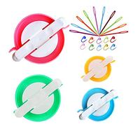 Ayasee Pompom Maker Kits, Pom pom Knitting Loom Kit Fluff Ball Weaver Needle Craft DIY Knitting Crochet Craft Tool Kit, 4PS Pompom Maker+10PS Knitting Stitch Markers+10PS Plastic Needles (24)