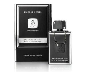 AYAT PERFUMES - Extrait Eau de Parfum Black Amsterdam 100 ml - Collection Diamond Series - Parfum Oriental de Dubaï pour Homme - Jolie Bouteille Fabriquée aux Émirats