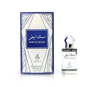 AYAT PERFUMES - Huile Parfumée WHITE MUSK de Dubaï 12 ml - Musk Halal Sans Alcool - Attar Extrait de Parfum pour Femme & Homme - Senteur Arabian Parfum Oriental - Fabriqué aux Émirats