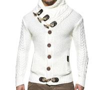 AYAZER 2022 Cardigan d'hiver Hommes Vestes en Laine épais Cardigan Manteaux vêtements pour Hommes tricoté Sweatercoat Bouton Manteau mâle Pull Haut-Blanc-XXL