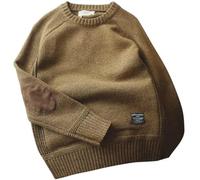 AYAZER 2023 Nouveaux Hommes Pull Pull Automne Mode Décontracté Lâche Épais O Cou Laine Tricoté Surdimensionné Harajuku Streetwear Tricots M-5Xl-Auburn-XXL