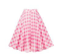 AYAZER Barbie Jupe à Carreaux Rose Taille Mignonne Mignonne Jupe trapèze balançoire été-5227-6 Rose Rouge-M