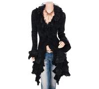 AYAZER Cardigan Pull Femme Pull Simple Boutonnage Dentelle Manches Cloche Veste Mi-Longue - Noir - Approvisionnement à Long Terme et approvisionnement continu