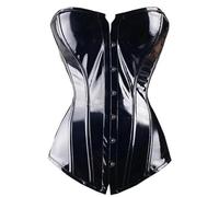 AYAZER Corset Gothique Sexy en Vinyle PVC Noir Lingerie Burlesque Noire Bustier Lingerie Steampunk Overbust Shapewear Taille SML XL XXL-2033PVC Noir-S
