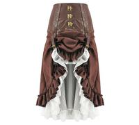 AYAZER Costume de scène d'Halloween steampunk jupe irrégulière ensemble deux pièces-marron-8XL