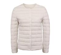 AYAZER Doudoune Fine Femme Doublure Courte Automne Et Hiver Femme Col en V Manches Longues Grande Taille Doudoune-Blanc Cassé-S