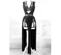 AYAZER Ensemble de Jupe d'été Sexy Vintage Gothique Club pour Femmes sans Manches Corset Noir recadrée Culotte Bandage Jupe Fendue en Maille Ensemble de 3-Nouveau Style Noir 2-XXL