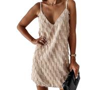 AYAZER Femmes Robe Fronde soirée été vêtements Chic élégant Bureau Dames sans Manches Glands Hors épaule Robe Streetwear-c-XL