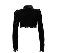 AYAZER Gothique Noir Velours Court Steampunk Veste Courte À Manches Longues Femmes Fête Boléro Victorien Manteau Vintage Corset Accessoires Extérieur-Noir-L