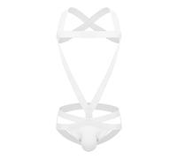 AYAZER Harnais Jockstrap élastique pour Hommes sous-vêtements Justaucorps Sexy Sangle de Body String Dos Nu Costume Une pièce-Blanc-M