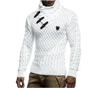AYAZER Homme Pulls Streetwear Vêtements Pull à Col Roulé Hommes L XL Manches Longues Pulls Tricotés Automne Hiver Doux Chaud Basique-Blanc No-1-M