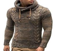 AYAZER Homme Pulls Streetwear Vêtements Pull à Col Roulé Hommes L XL Manches Longues Pulls Tricotés Automne Hiver Doux Chaud Basique-Kaki No-4-3XL