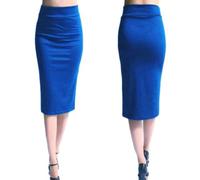 AYAZER Jupe Crayon Femme Bureau Stretch Serré Midi Taille Haute Mi-Mollet Tricotée XL-Bleu Ciel-L