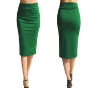 AYAZER Jupe Crayon Femme Nouveau Bureau Stretch Serré Midi Taille Haute Mi-Mollet Tricotée XL-Vert-XL