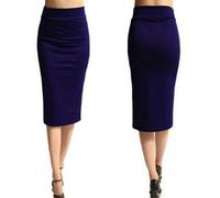 AYAZER Jupe Crayon Femme Nouveau Bureau Stretch Serré Midi Taille Haute Mi-Mollet Tricotée XL-Violet-L
