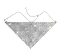 AYAZER Masque de Strass Triangulaire Multicolore en métal Brillant, Mode Streetwear, Masques de Mascarade en Cristal pour Femmes et Hommes, Masque de Cosplay de fête-Argent