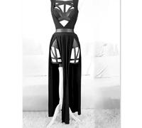 AYAZER Nouveau Ensemble de Robe 3 Pièces pour Femmes Rembourré Gothique Sexy Lingerie Ensemble de Fête Rouge Bandage Découpe Ensemble pour Femmes-Noir-XXL