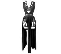 AYAZER Nouveau Ensemble de Robe 3 pièces pour Femmes rembourré Gothique Sexy Lingerie Ensemble de fête Rouge Pansement découpe Ensemble pour Femmes-Nouveau Style Noir 2-XXL