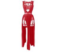 AYAZER Nouvel Ensemble de Robe 3 pièces pour Femmes rembourré Gothique Sexy Lingerie Ensemble de fête Rouge Bandage découpe Ensemble pour Femmes-Rouge-M